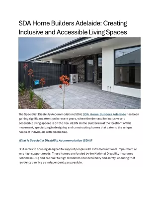 SDA Home Builders Adelaide Creating Inclusive and Accessible Living Spaces
