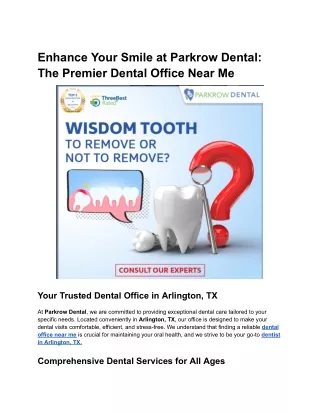 Enhance Your Smile at Parkrow Dental_ The Premier Dental Office Near Me