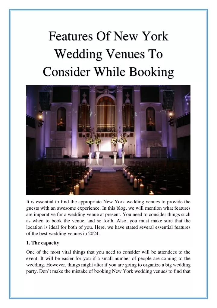 features of new york wedding venues to consider