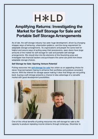 Amplifying Returns Investigating the Market for Self Storage for Sale and Portable Self Storage Arrangements