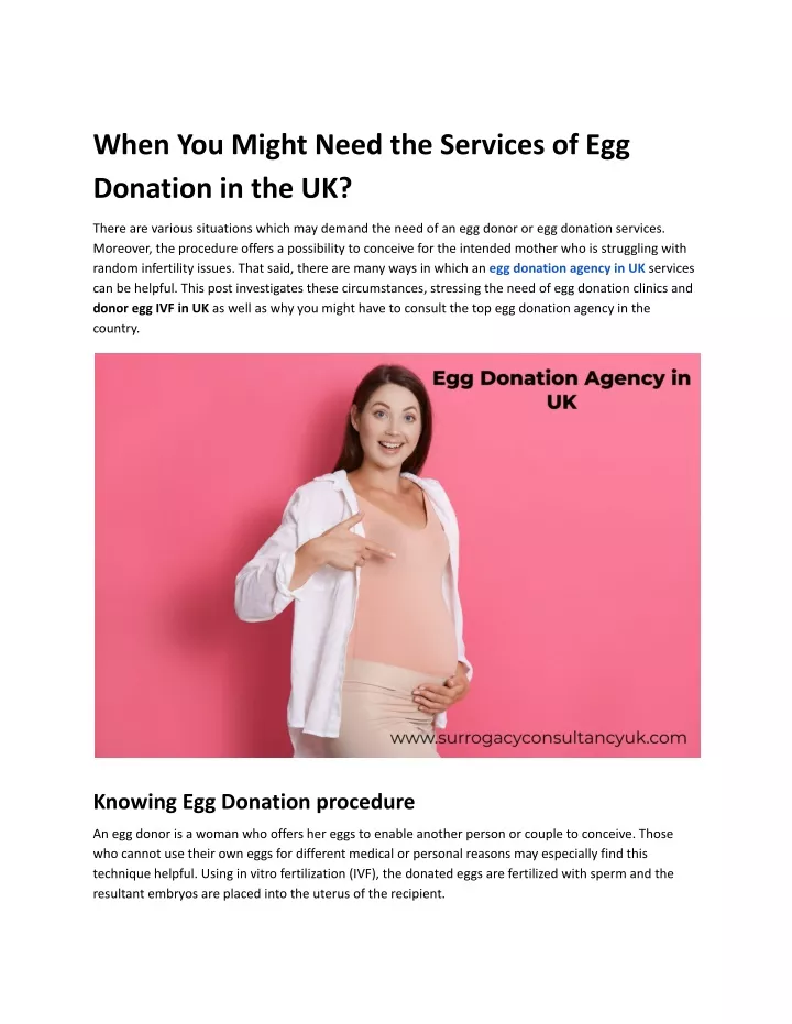 when you might need the services of egg donation