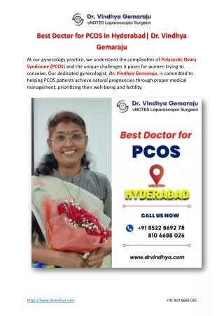 Best Doctor for PCOS in Hyderabad | Dr. Vindhya Gemaraju