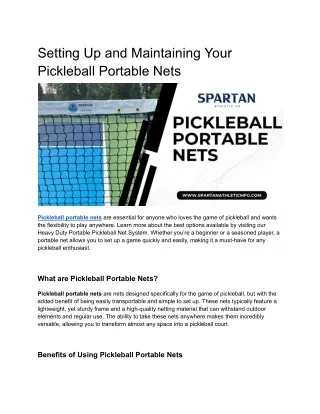 Setting Up and Maintaining Your Pickleball Portable Nets