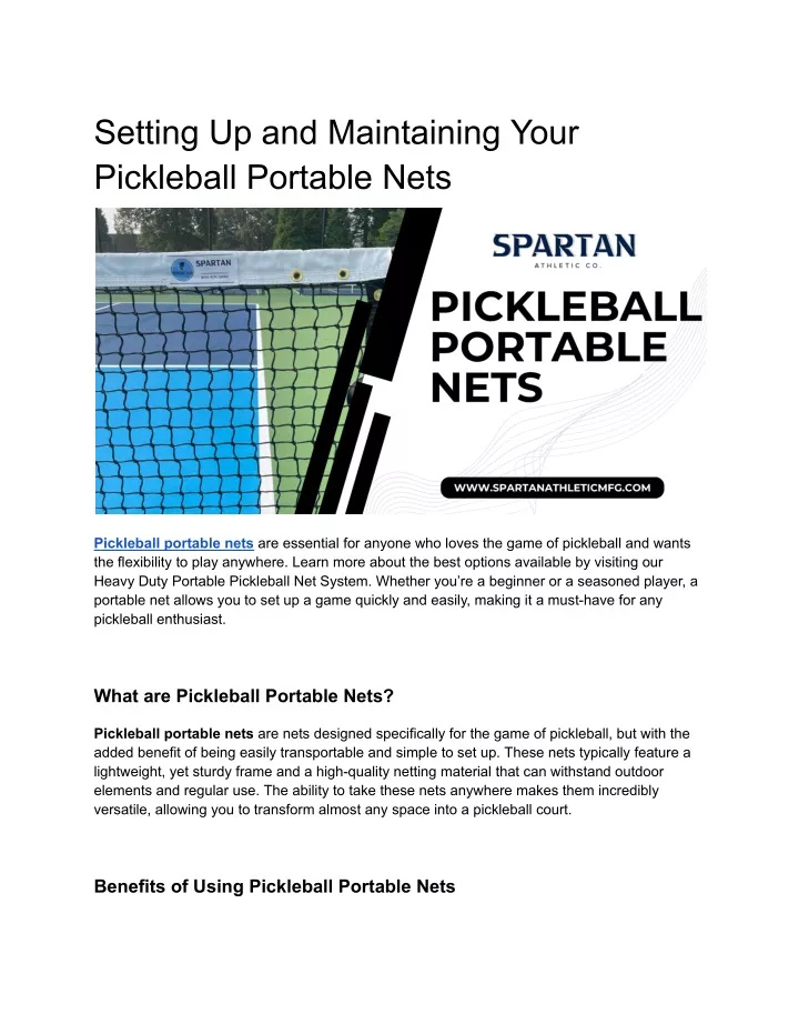 setting up and maintaining your pickleball