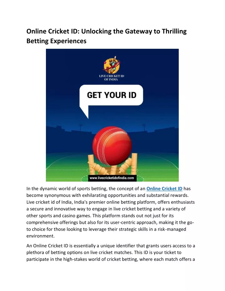 online cricket id unlocking the gateway