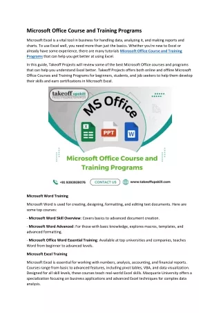 Microsoft Office Course and Training Programs