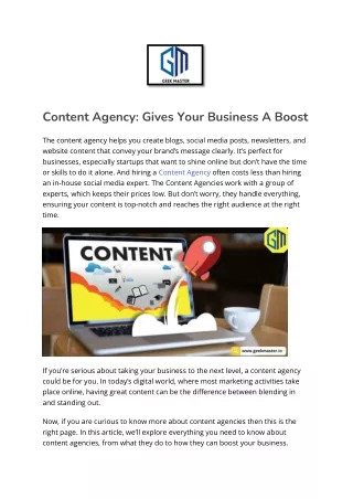 Content Agency their Strategy for boosting your Business - Geek Master