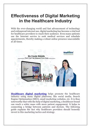 Effectiveness of Digital Marketing in the Healthcare Industry