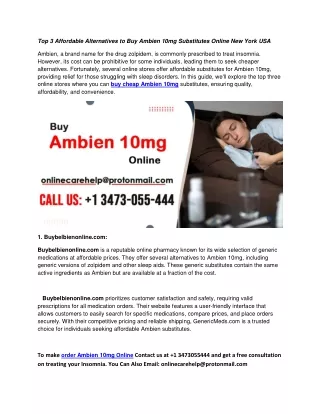 Top 3 Affordable Alternatives to Buy Ambien 10mg Substitutes Online New York USA