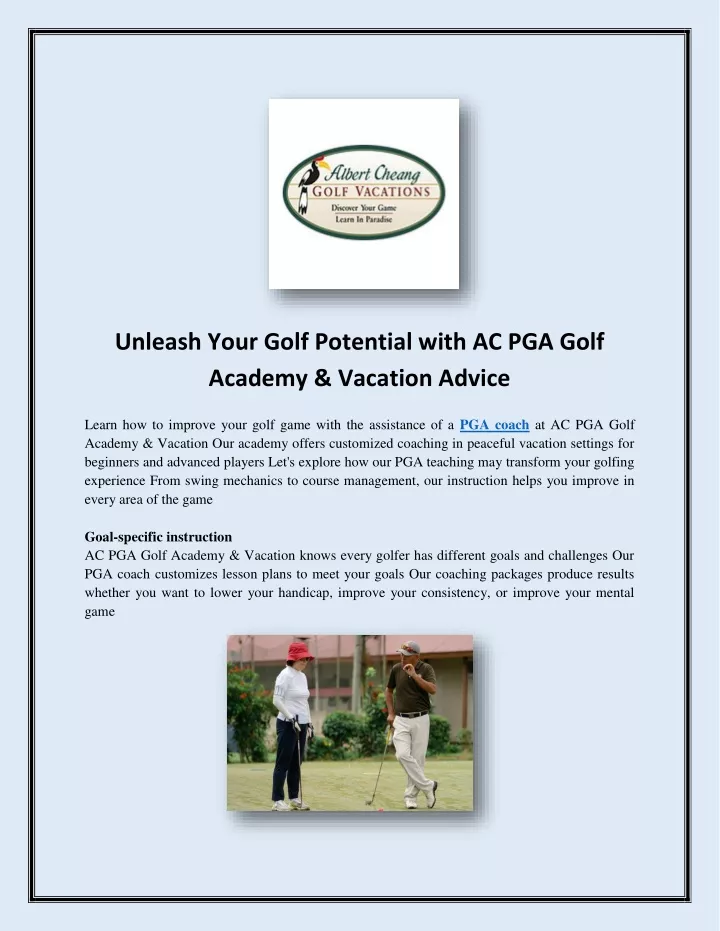 unleash your golf potential with ac pga golf