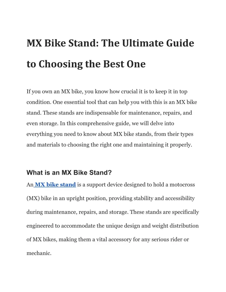 mx bike stand the ultimate guide