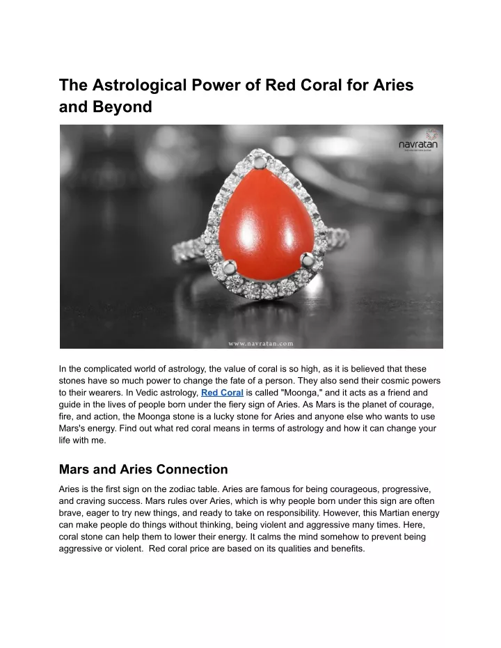 the astrological power of red coral for aries