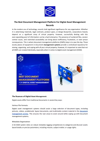 The Best Document Management Platform for Digital Asset Management records