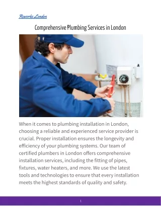 Comprehensive Plumbing Services in London