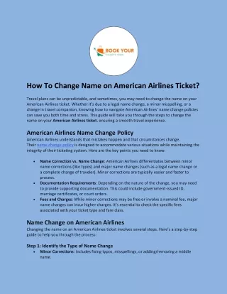 How To Change Name on American Airlines Ticket?