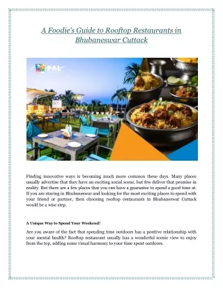 A Foodies Guide to Rooftop Restaurants in Bhubaneswar Cuttack