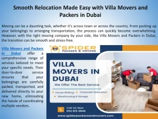 Smooth Relocation Made Easy with Villa Movers and Packers in Dubai