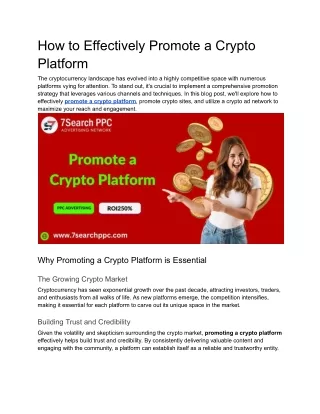 How to Effectively Promote a Crypto Platform