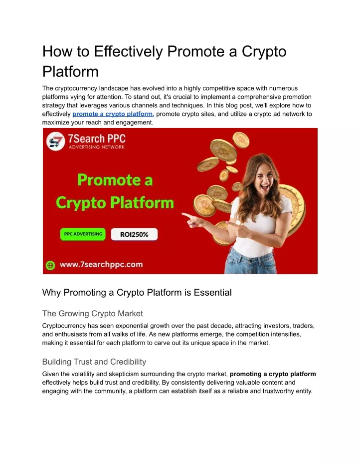 how to effectively promote a crypto platform