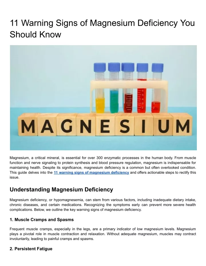 11 warning signs of magnesium deficiency