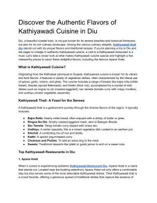 Authentic Kathiyawadi Cuisine at Apana Hotel Diu | Best Restaurant in Diu
