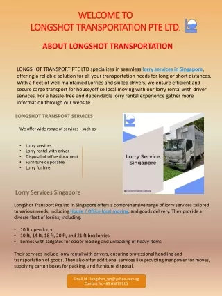 Efficient and Reliable Lorry Services in Singapore by LongShot Transport