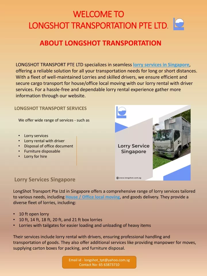 welcome to longshot transportation pte ltd