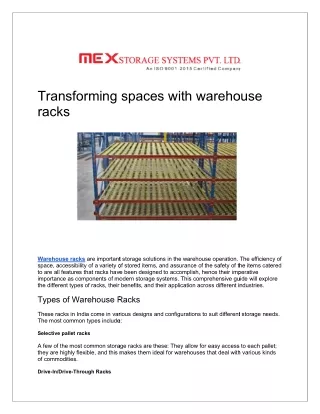 Transforming spaces with warehouse racks