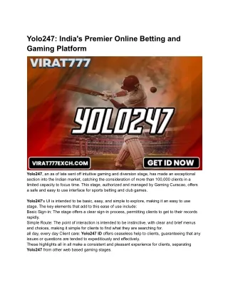 Yolo247_ India's Premier Online Betting and Gaming Platform