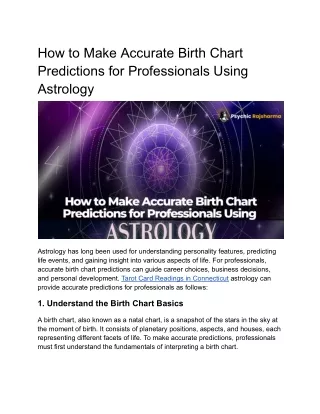 How to Make Accurate Birth Chart Predictions for Professionals Using Astrology