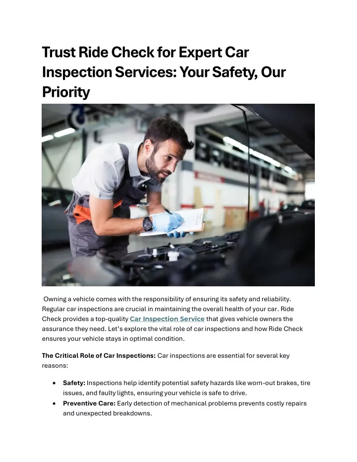 trust ride check for expert car inspection