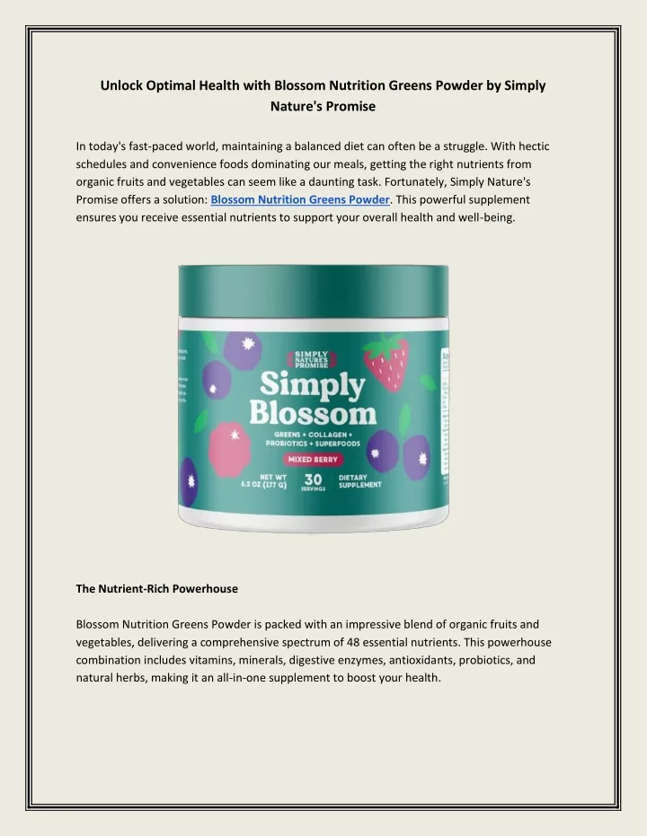 unlock optimal health with blossom nutrition