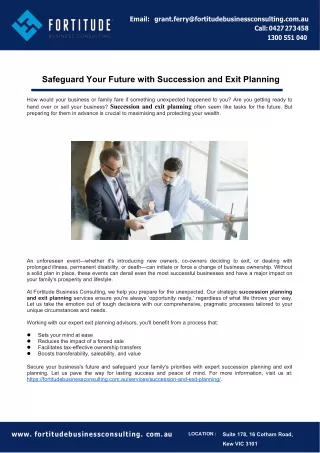 Safeguard Your Future with Succession and Exit Planning