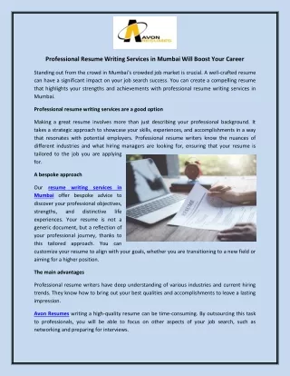 Professional Resume Writing Services in Mumbai Will Boost Your Career