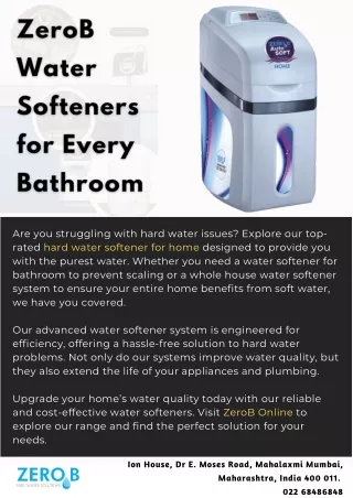 ZeroB Water Softeners for Every Bathroom