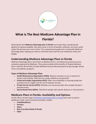 What is The Best Medicare Advantage Plan in Florida?