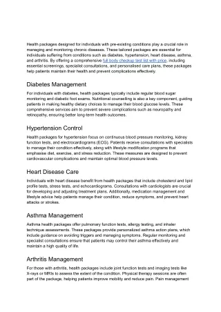 How Do Comprehensive Health Packages Prevent Complications in Chronic Diseases