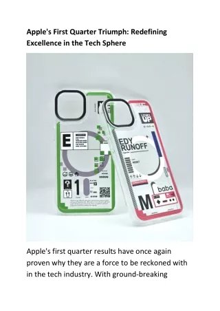 Apple's First Quarter Triumph- Redefining Excellence in the Tech Sphere