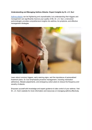 Understanding and Managing Asthma Attacks: Expert Insights by Dr. J.C. Suri