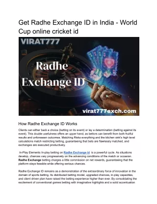 get radhe exchange id in india world cup online