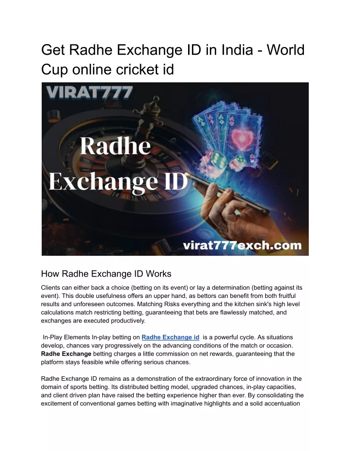 get radhe exchange id in india world cup online