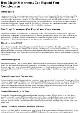 How Magic Mushrooms Can Expand Your Consciousness