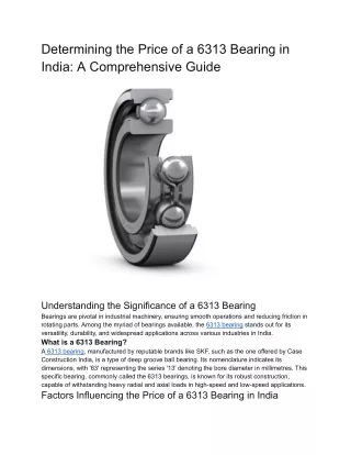 Determining the Price of a 6313 Bearing in India_ A Comprehensive Guide
