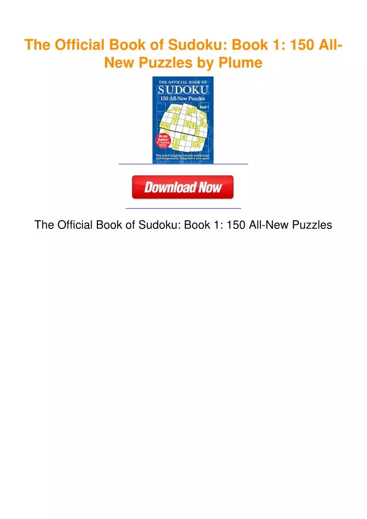 Ppt The Official Book Of Sudoku Book 1 150 All New Puzzles By Plume