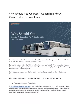 Why Should You Charter A Coach Bus For A Comfortable Toronto Tour