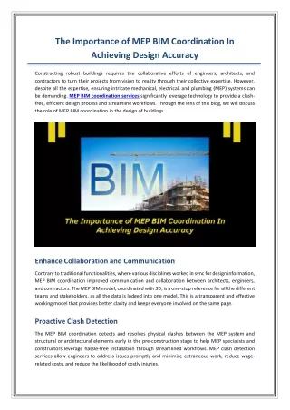 The Role of MEP BIM Coordination In Achieving Design Accuracy