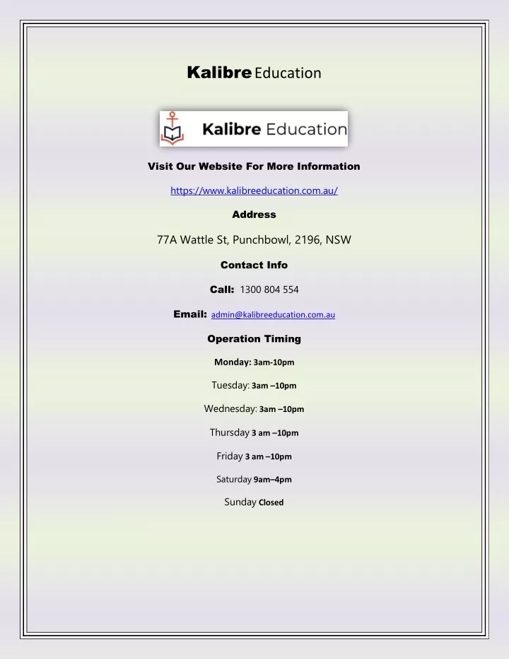 kalibre education