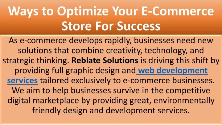 ways to optimize your e commerce store for success