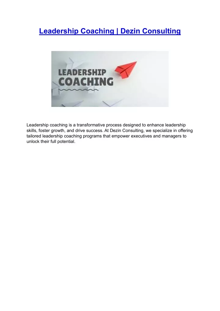 leadership coaching dezin consulting