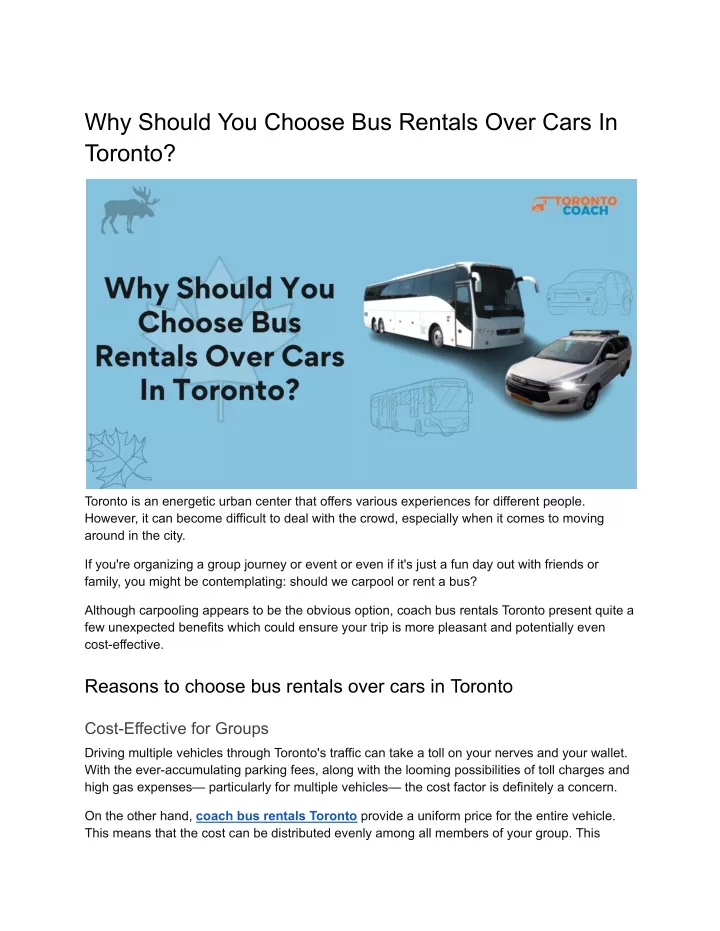 why should you choose bus rentals over cars